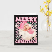 サンタクロース　Ｎｋ　サングラスをかけてバブルガムをふくクリスマス カード (黄色い花)