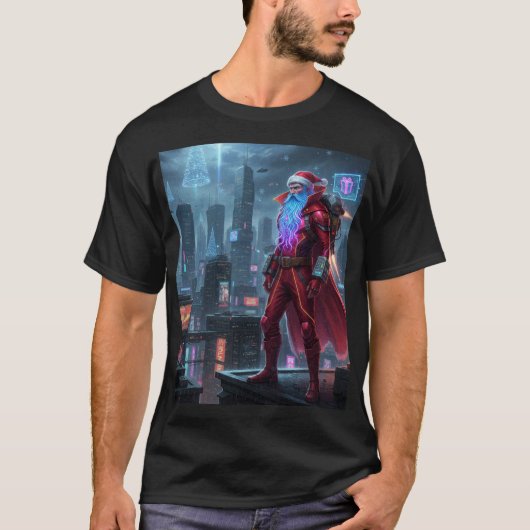 サンタクロース AI 未来風 新年 2026 Tシャツ (正面)