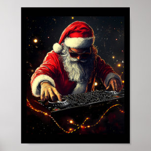 サンタクロース DJ ヒップホップ ミュージック クリスマス ビブス おもしろい ポスター