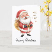 サンタクロース Ho Ho Ho ユーモラスな挨拶 カード (黄色い花)