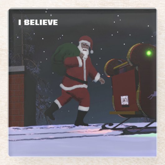 サンタクロース – I 信じ ガラスコースター (正面)