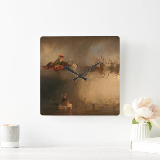 サンタクロースbyウィリアム・ホルブルック・ヒゲ スクエア壁時計 (ホーム)