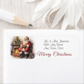 サンタクロースby暖炉メリークリスマス ラベル (インサイチュ)
