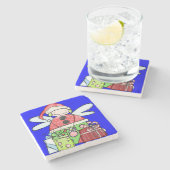 サンタクロースChristmas Marble Stone Coaster, Blue ストーンコースター (横)