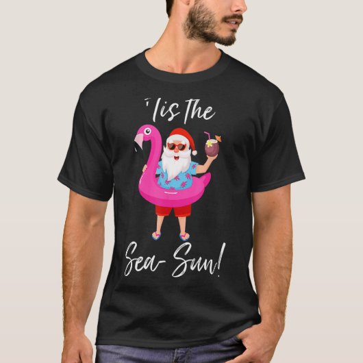 サンタクロースFlamingoフロートザシーサンクリステム Tシャツ (正面)