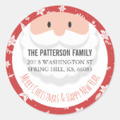 サンタクロースHoクリスマスハッピーニューイヤーアドレス ラウンドシール (正面)