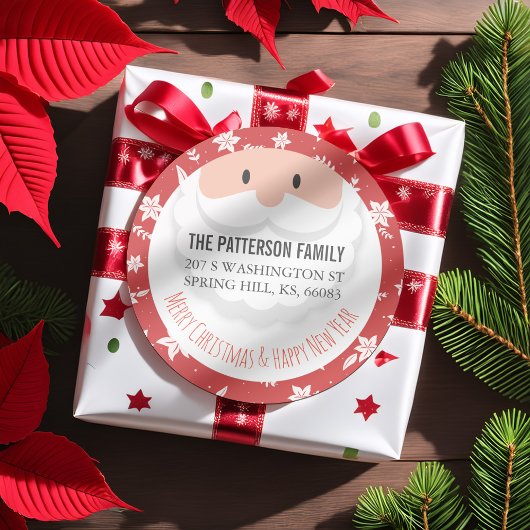 サンタクロースHoクリスマスハッピーニューイヤーアドレス ラウンドシール