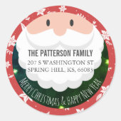 サンタクロースHoクリスマスハッピーニューイヤーアドレス ラウンドシール (正面)