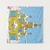 サンタクロースhousesanta,クロース，ハウス，冬，霜，gr タペストリー (正面(横))