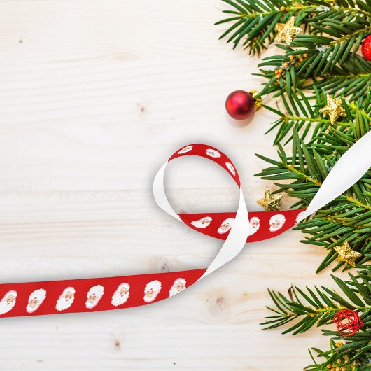 サンタクロースinピンクハットヴィンテージレッドクリスマス サテンリボン