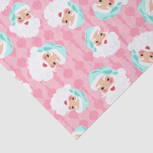 サンタクロースinミントグリーンハットピンクレトロクリスマス 薄葉紙 (詳細)