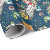 サンタクロースinロケット船地球ムーンスターズ ラッピングペーパー (ロールコーナー)
