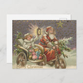 サンタクロースinヴィンテージオートバイメリークリスマス ポストカード (正面/裏面)