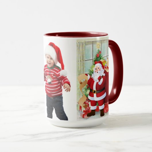 サンタクロースkidのおばあちゃんの写真かわいいプレゼント マグカップ (正面右)