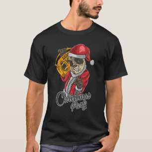 サンタクロースPanda BoomboxヒップホップDJミュージッククリスティム Tシャツ
