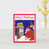 サンタクロースQRコードデザインおもしろいクリスマスカード カード (黄色い花)