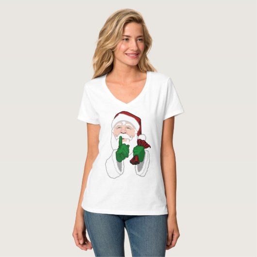 サンタクロースTシャツ 可愛い 女性用サンタTシャツ Tシャツ (正面フル)