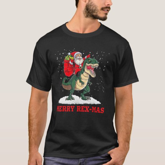 サンタクロースTレックス恐竜 Tシャツ (正面)