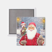 サンタクロースwクリスマスプレゼントAiredale Dog マグネット (正面/裏面)