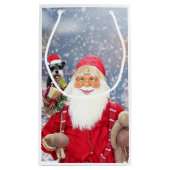サンタクロースwクリスマスミニチュアシュナウツァードッグ スモールペーパーバッグ (裏面)