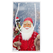 サンタクロースwクリスマスミニチュアシュナウツァードッグ スモールペーパーバッグ (正面)