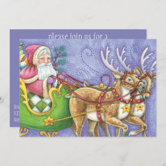 サンタクロースwトナディアクリスマスパーティの招待状 招待状 (正面/裏面)