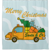 サンタクローリーのサイドビューメリークリスマス シャワーカーテン (正面)