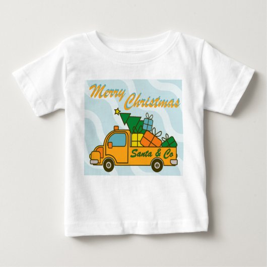サンタクローリーのサイドビューメリークリスマス ベビーTシャツ (正面)