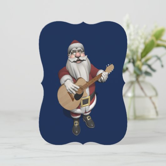 サンタクロー遊スのギターのクリスマスソング シーズンカード (スタンド正面)