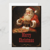 サンタクロ食べ物ースのピザ シーズンカード (正面/裏面)