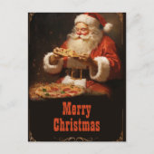 サンタクロ食べ物ースのピザ ポストカード (正面)