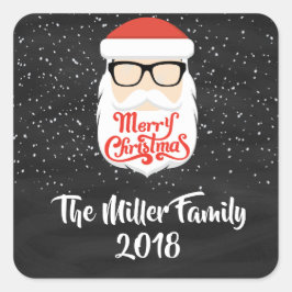 サンタクールクロース眼鏡ギフトステッカー スクエアシール