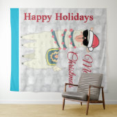 サンタクールハットとサングラスのクリスマスラマ タペストリー (インサイチュ(横))