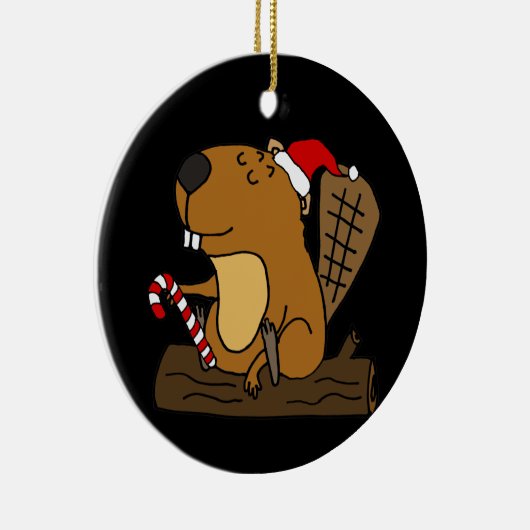 サンタクールハットクリスマスマンガのビーバー セラミックオーナメント (右)