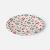 サンタクールレトロメリークリスマスパーティー赤グリーン ペーパープレート (アングル)