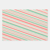 サンタクールレトロメリークリスマス赤淡い色の緑 ラッピングペーパーシート (正面3)