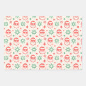 サンタクールレトロメリークリスマス赤淡い色の緑 ラッピングペーパーシート (正面2)