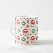 サンタクールレトロ淡い色の星赤い緑のクリスマス コーヒーマグカップ (正面左)