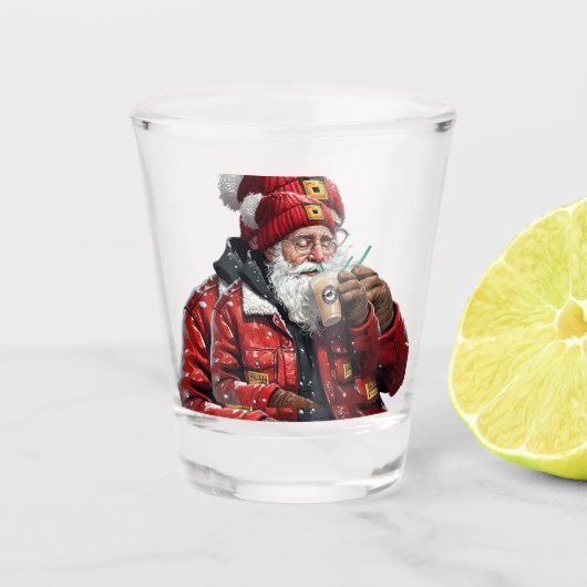 サンタクールー飲みアイスコーヒースクリスマスアート ショットグラス (正面)