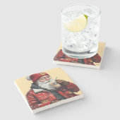 サンタクールー飲みアイスコーヒースクリスマスアート ストーンコースター (横)