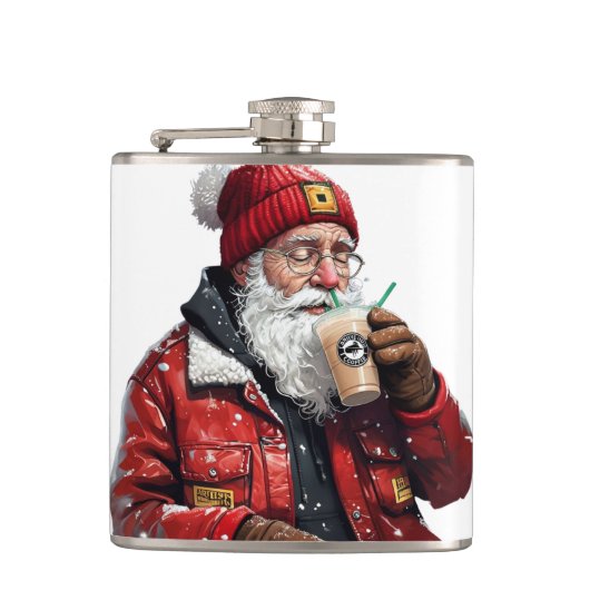サンタクールー飲みアイスコーヒースクリスマスアート フラスク (正面)