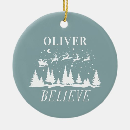 サンタク信じリススの伝統的ほこりっぽい青 セラミックオーナメント (正面)