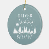 サンタク信じリススの伝統的ほこりっぽい青 セラミックオーナメント (左)