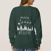 サンタク信じリスマスの伝統的家族の緑 スウェットシャツ (裏面)