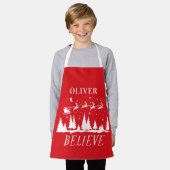 サンタク信じリスマスの伝統的赤い写真 エプロン (着用した状態)