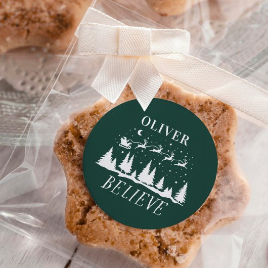 サンタク信じリスマスグ伝統的リーン写真 ラウンドシール