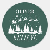 サンタク信じリスマスグ伝統的リーン写真 ラウンドシール (正面)