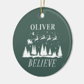 サンタク信じリスマスグ伝統的リーン セラミックオーナメント (左)