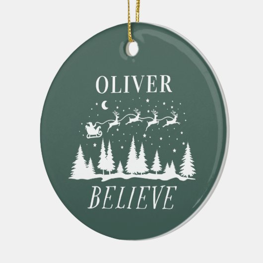 サンタク信じリスマスグ伝統的リーン セラミックオーナメント (左)
