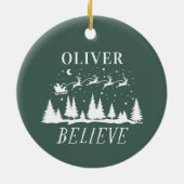 サンタク信じリスマスグ伝統的リーン セラミックオーナメント (裏面)